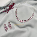 Crimson Radiance Ruby Necklace Set with Silver Finish – Ivvati Art Jewellery jewellery - CZ Necklace | Ivvati Art Jewellery