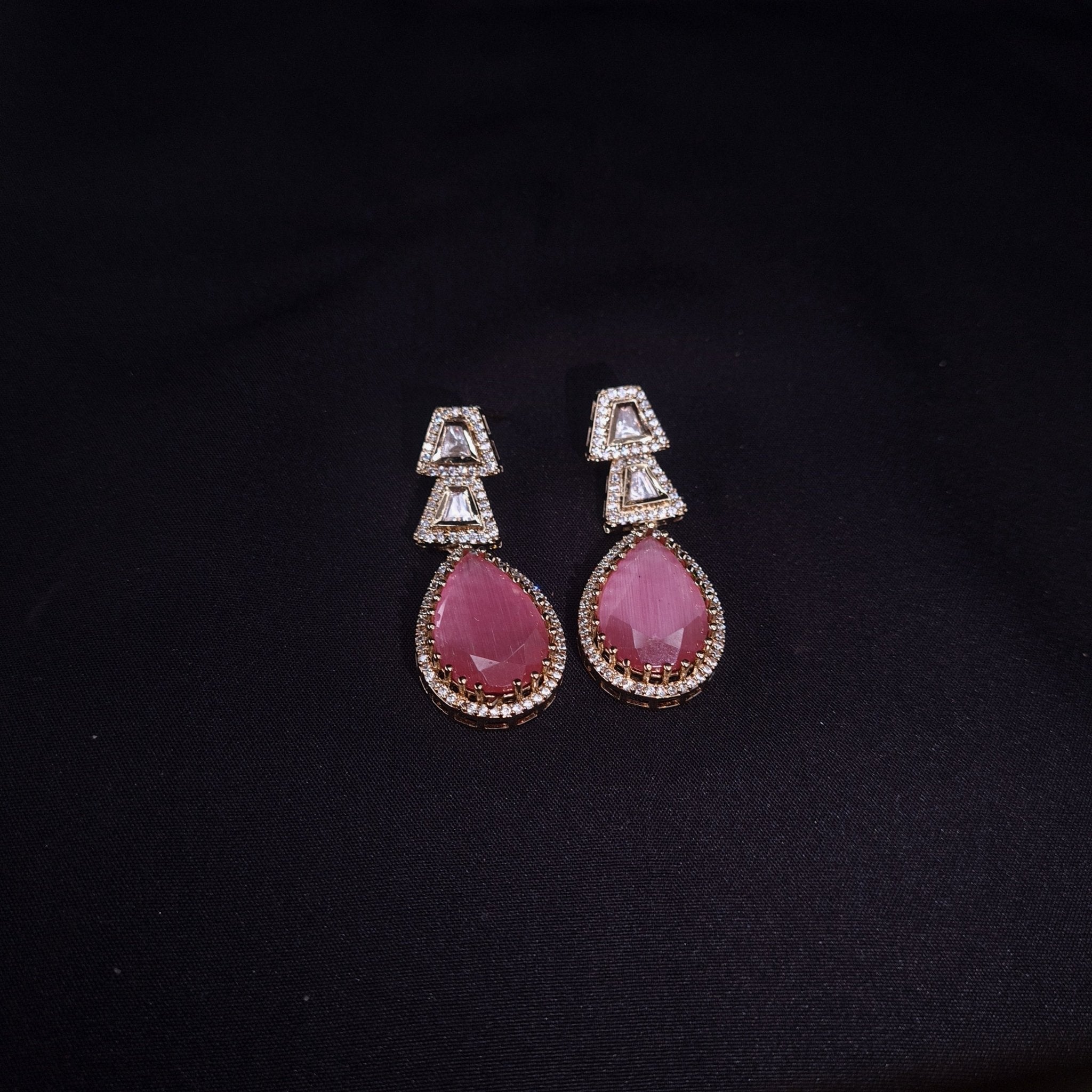 Premium Polki Earrings with Monalisa Stone jewellery - Earrings | Ivvati Art Jewellery