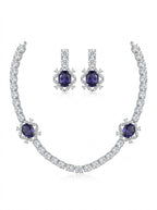 Purple American Diamond CZ necklace with matching earrings by Ivvati