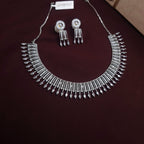 Radiant CZ Silver Necklace Set with Dangling Drops jewellery - JEWELLERY SET | Ivvati Art Jewellery