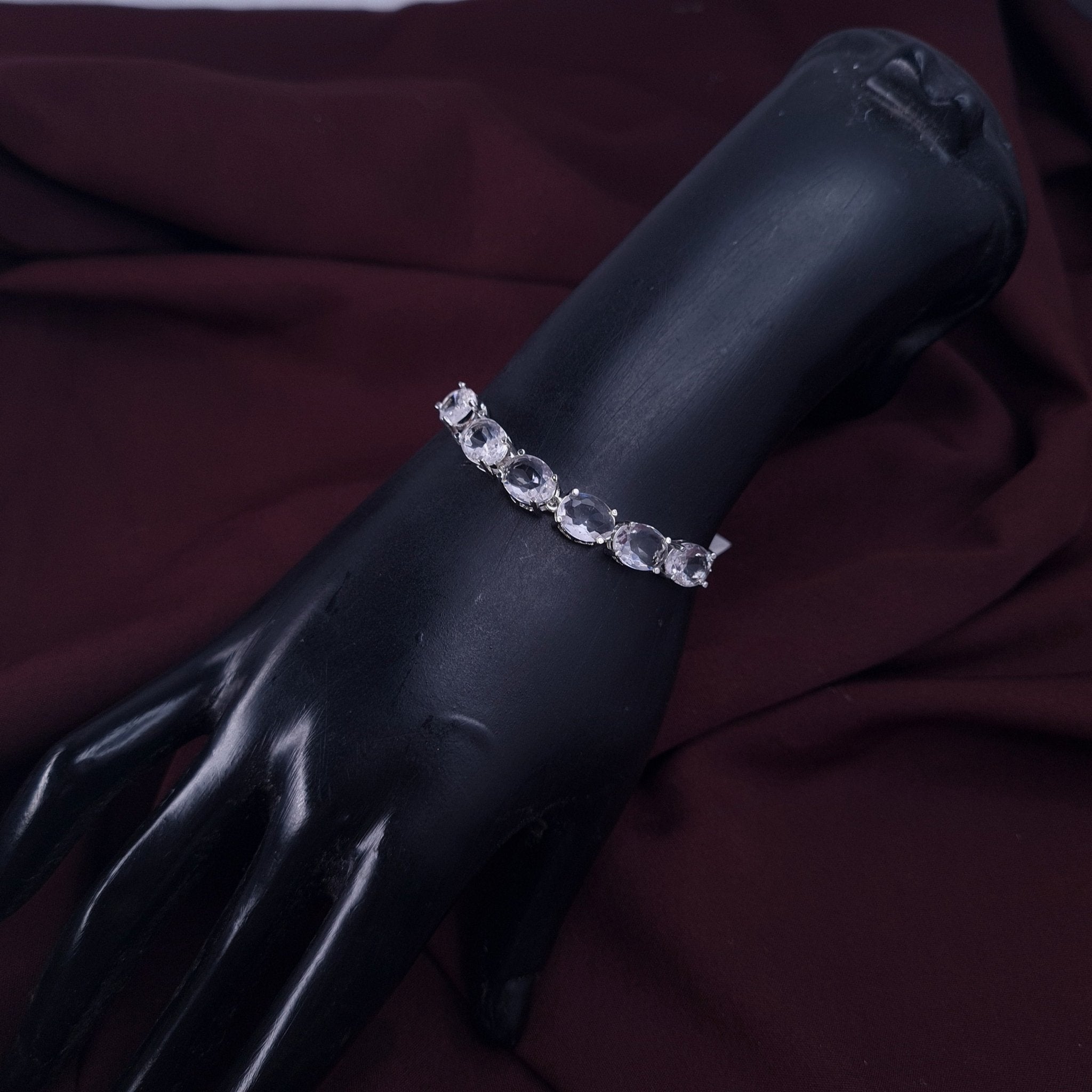 Radiant Oval CZ Silver Bracelet jewellery - Bracelet | Ivvati Art Jewellery