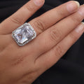 Rectangle CZ Solitaire Stone Ring jewellery - Rings | Ivvati Art Jewellery