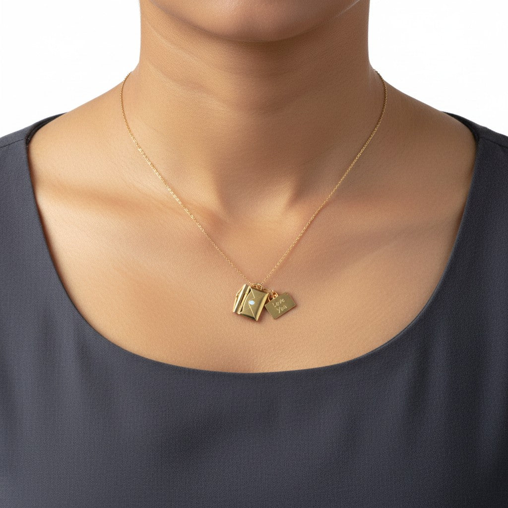 Romantic gold love letter necklace for women for gifting and everyday wear