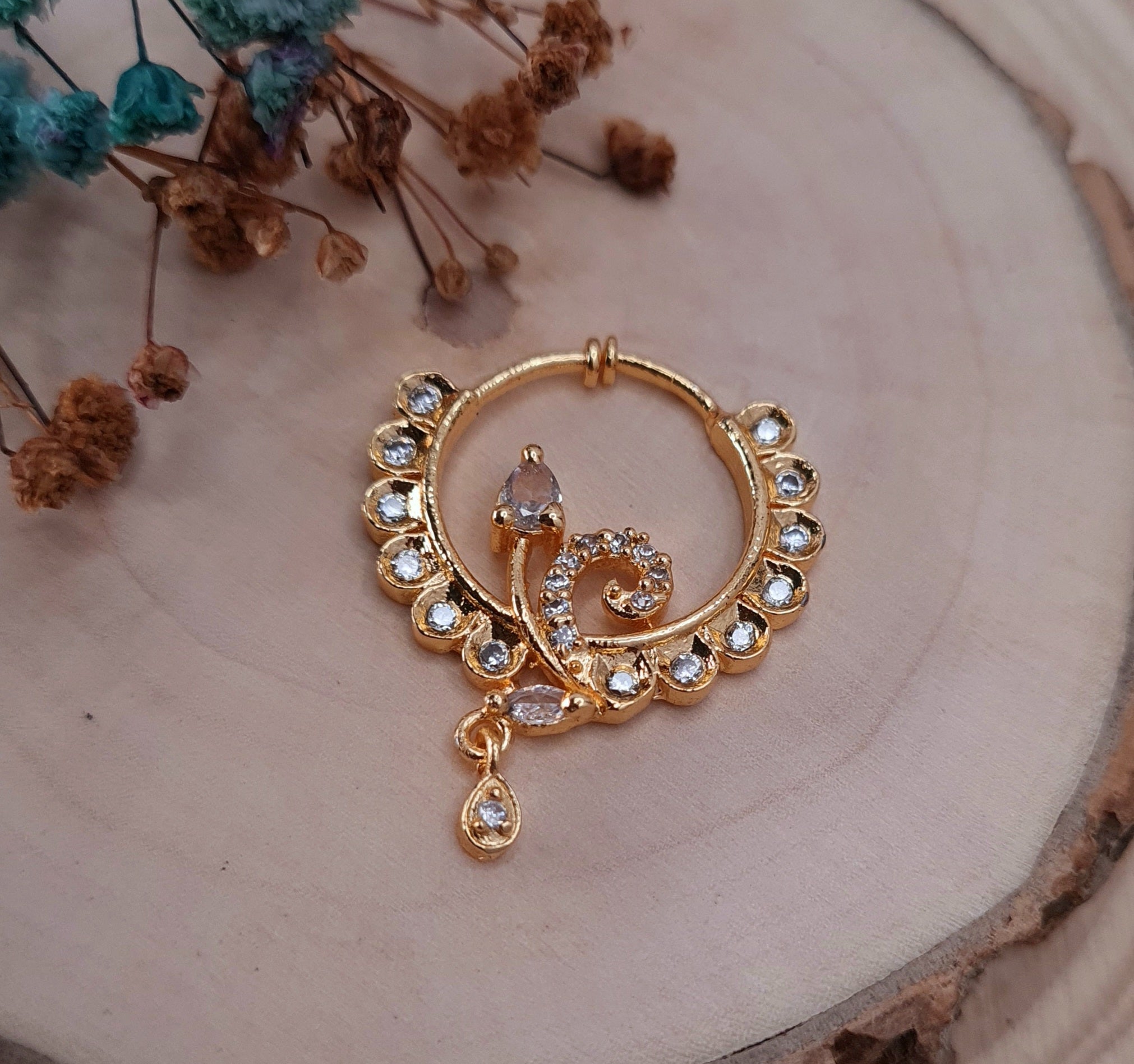 Royal Drop CZ Nose Ring jewellery - Nose Ring | Ivvati Art Jewellery