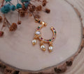 Royal Drop CZ Nose Ring with Pearls & Meena Detail jewellery - Nose Ring | Ivvati Art Jewellery