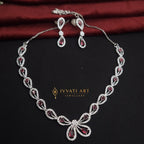 Ruby Teardrop Statement Necklace Set with Earrings for Women jewellery - Necklace Set | Ivvati Art Jewellery