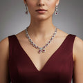 Ruby Teardrop Statement Necklace Set with Earrings for Women jewellery - Necklace Set | Ivvati Art Jewellery