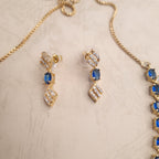 Sapphire Glow CZ Necklace Set jewellery - JEWELLERY SET | Ivvati Art Jewellery