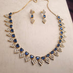Sapphire Glow CZ Necklace Set jewellery - JEWELLERY SET | Ivvati Art Jewellery