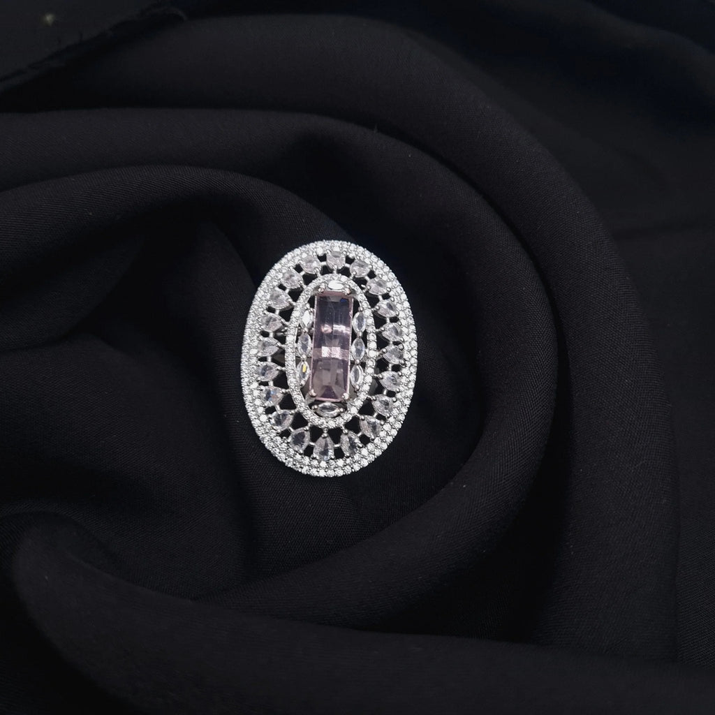 Silver AD Baby Pink Stone Ring jewellery - Rings | Ivvati Art Jewellery