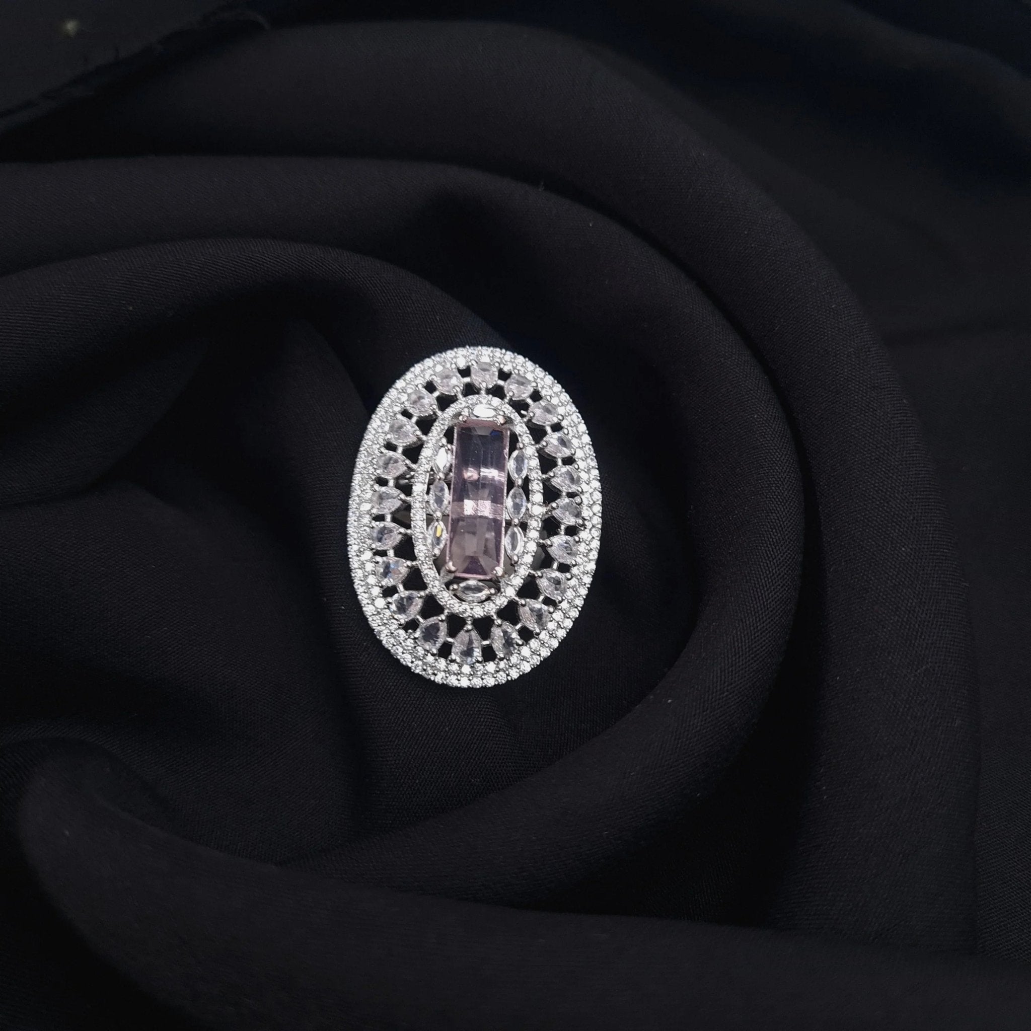 Silver AD Baby Pink Stone Ring jewellery - Rings | Ivvati Art Jewellery