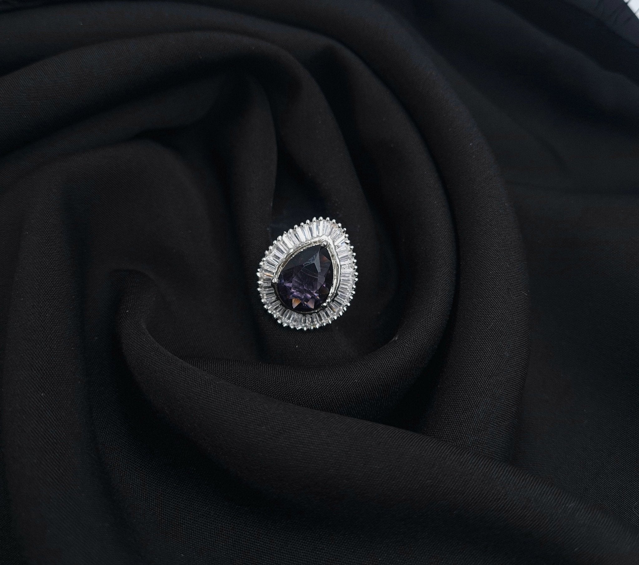 Silver AD Purple Stone Ring jewellery - Rings | Ivvati Art Jewellery