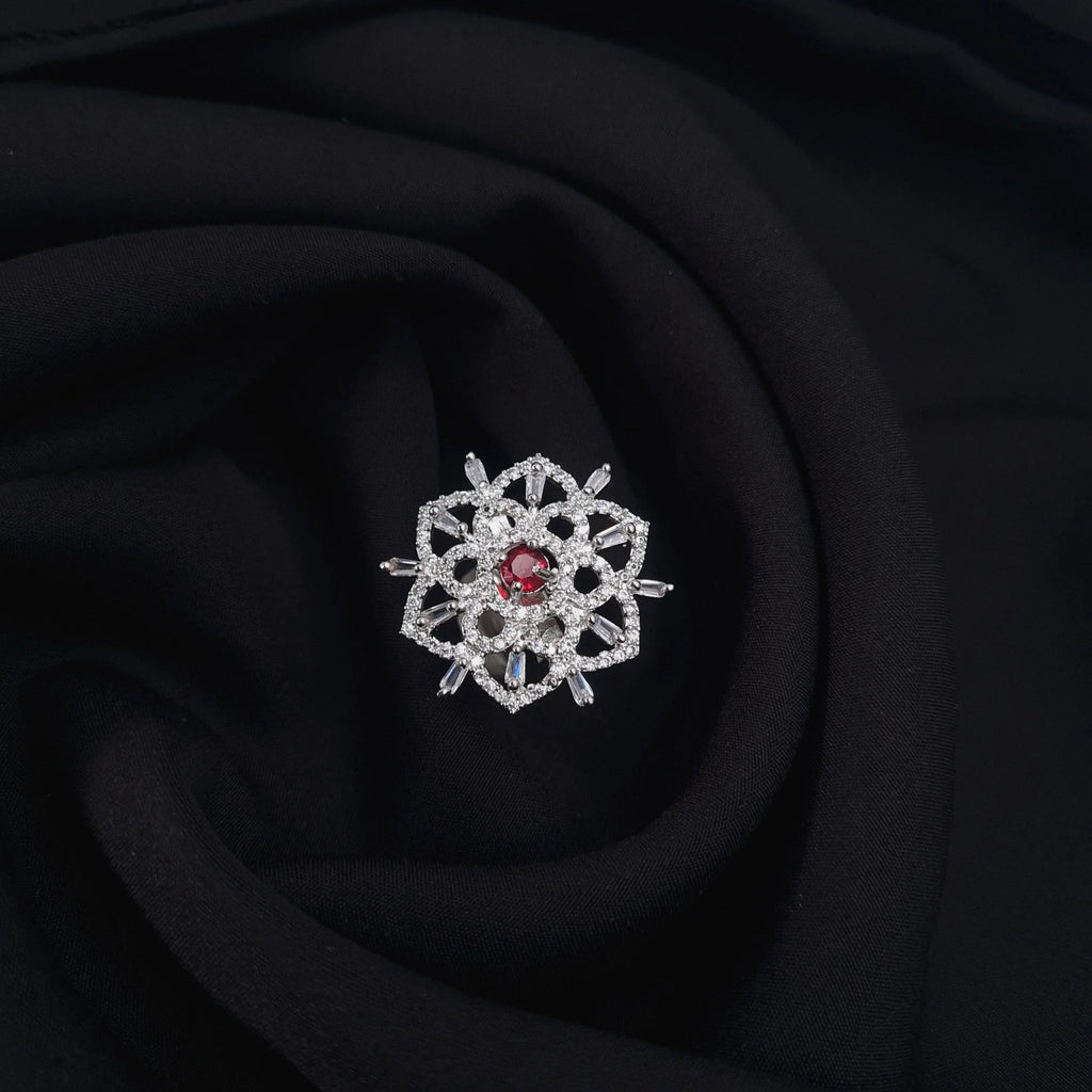 Silver AD Red Stone Ring jewellery - Rings | Ivvati Art Jewellery