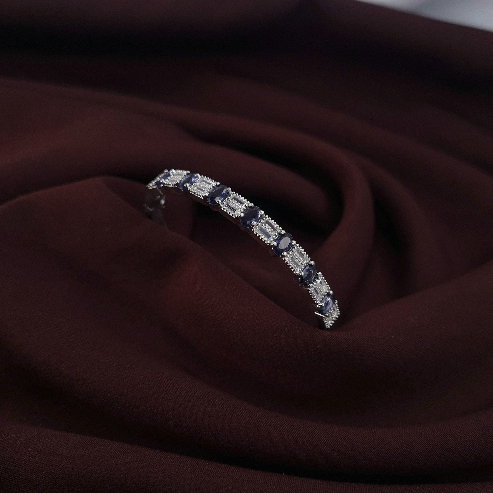 Silver CZ Bracelet with Purple Stone – Elegant Statement jewellery - | Ivvati Art Jewellery