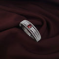 Silver CZ Bracelet with Red Stone – Elegant Festive Design jewellery - Bracelet | Ivvati Art Jewellery