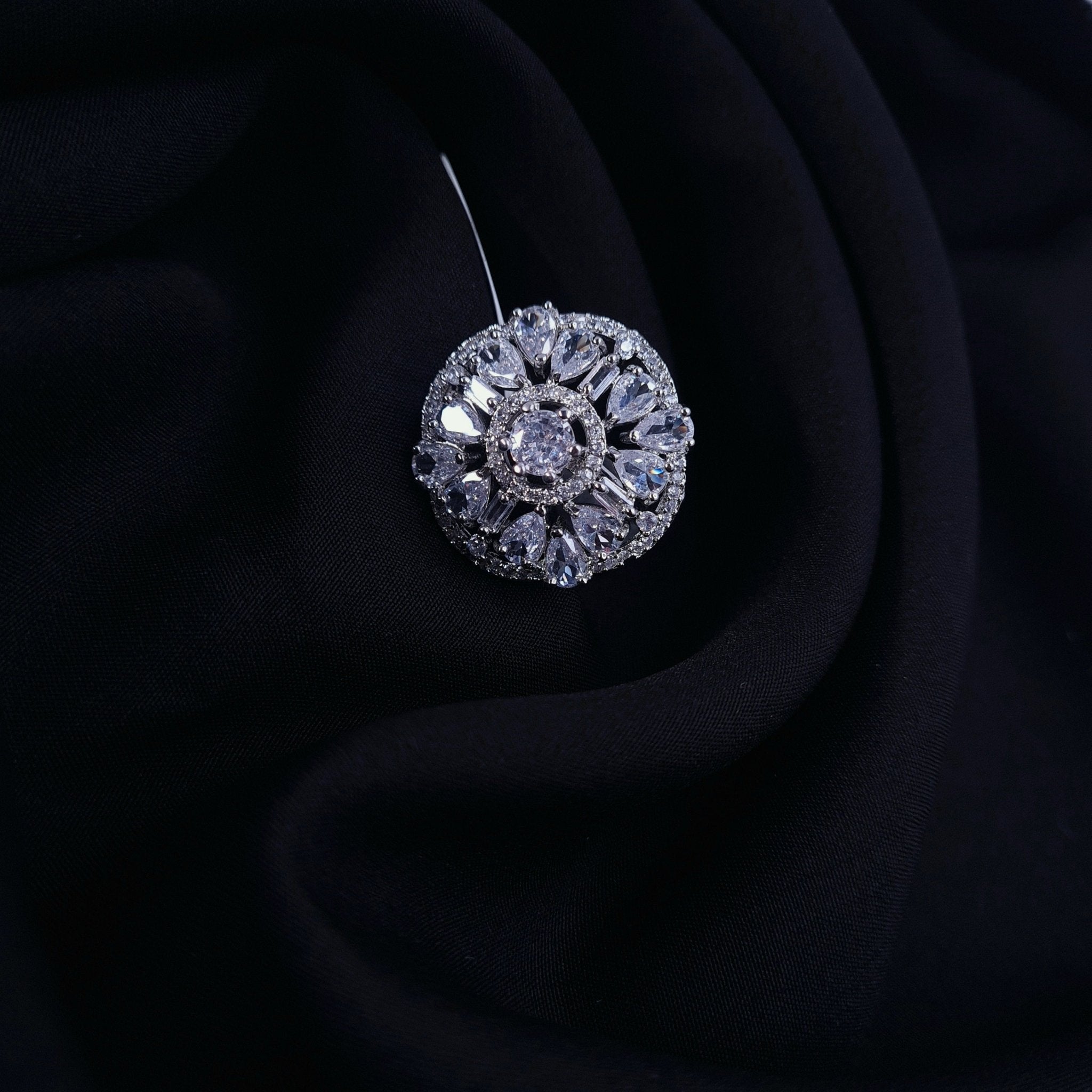 Silver CZ Ring with Stones – Sparkling Adjustable Design jewellery - Rings | Ivvati Art Jewellery