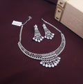 Silver - Plated AD Necklace with Sparkling Stones jewellery - JEWELLERY SET | Ivvati Art Jewellery