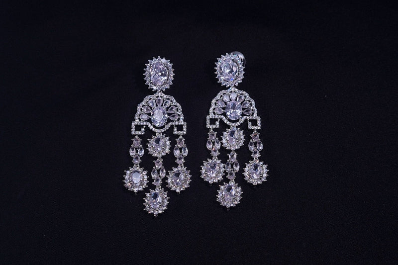 Silver - Tone CZ Earrings – Elegant Everyday Sparkle jewellery - Earrings | Ivvati Art Jewellery