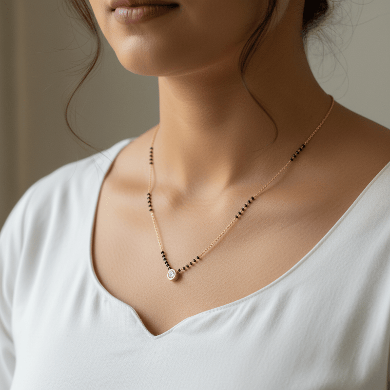 Simple CZ Mangalsutra for Women – Gold Daily Wear | Avyra jewellery - Mangalsutra | Ivvati Art Jewellery
