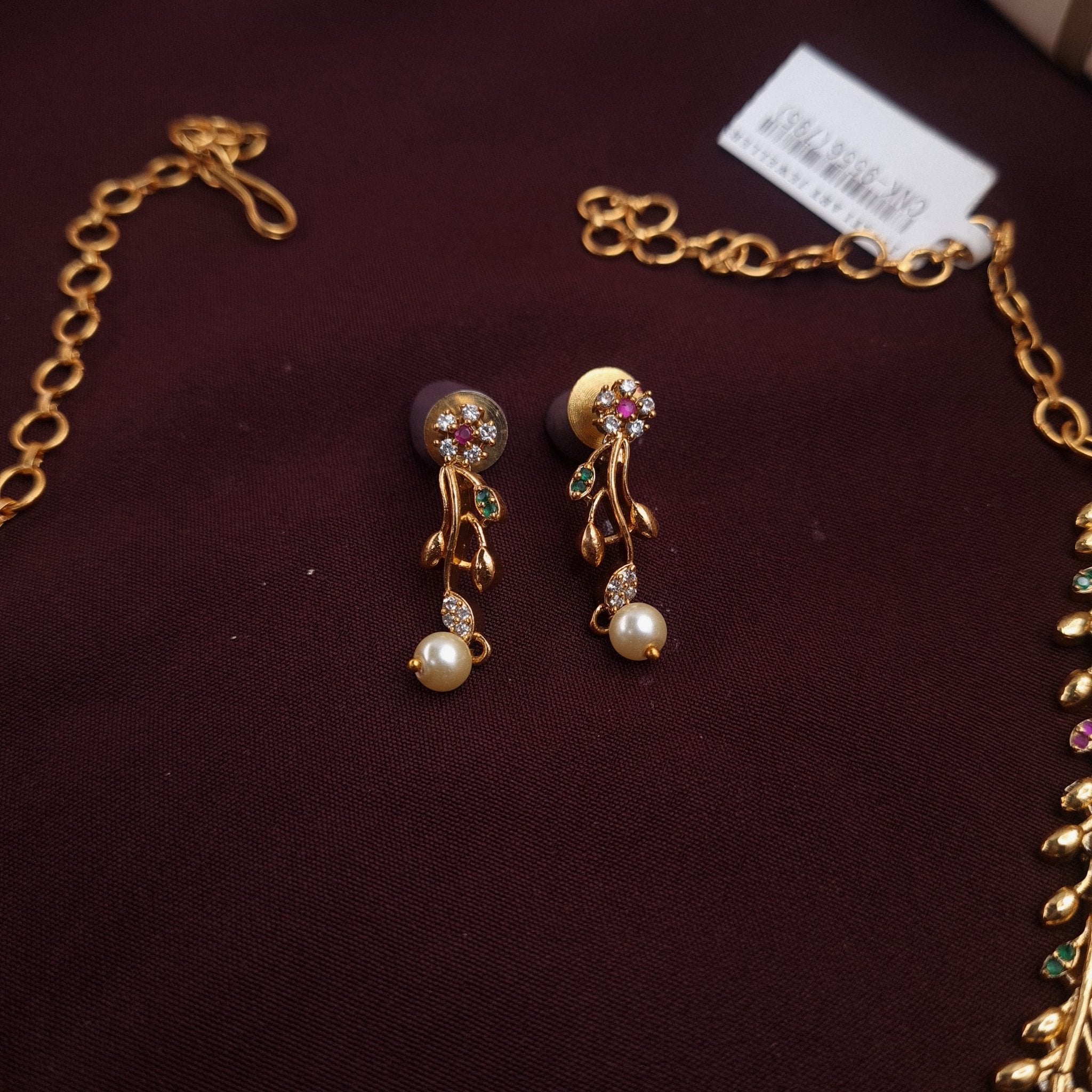 South Glow Copper AD Floral Haram Set jewellery - Copper | Ivvati Art Jewellery