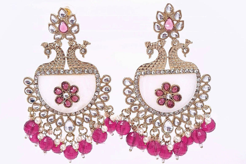 Suhana Pink Crystal Chandbaalis jewellery - Earrings | Ivvati Art Jewellery