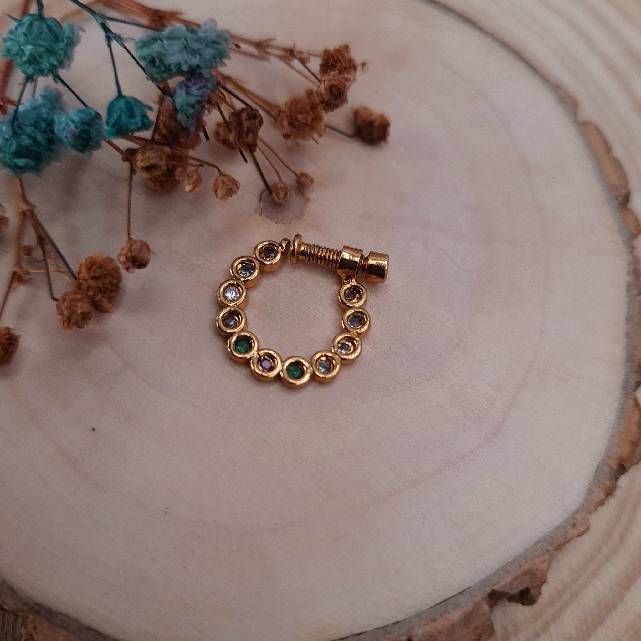 Tiny Spark Gold Copper Nose Ring jewellery - Nose Ring | Ivvati Art Jewellery