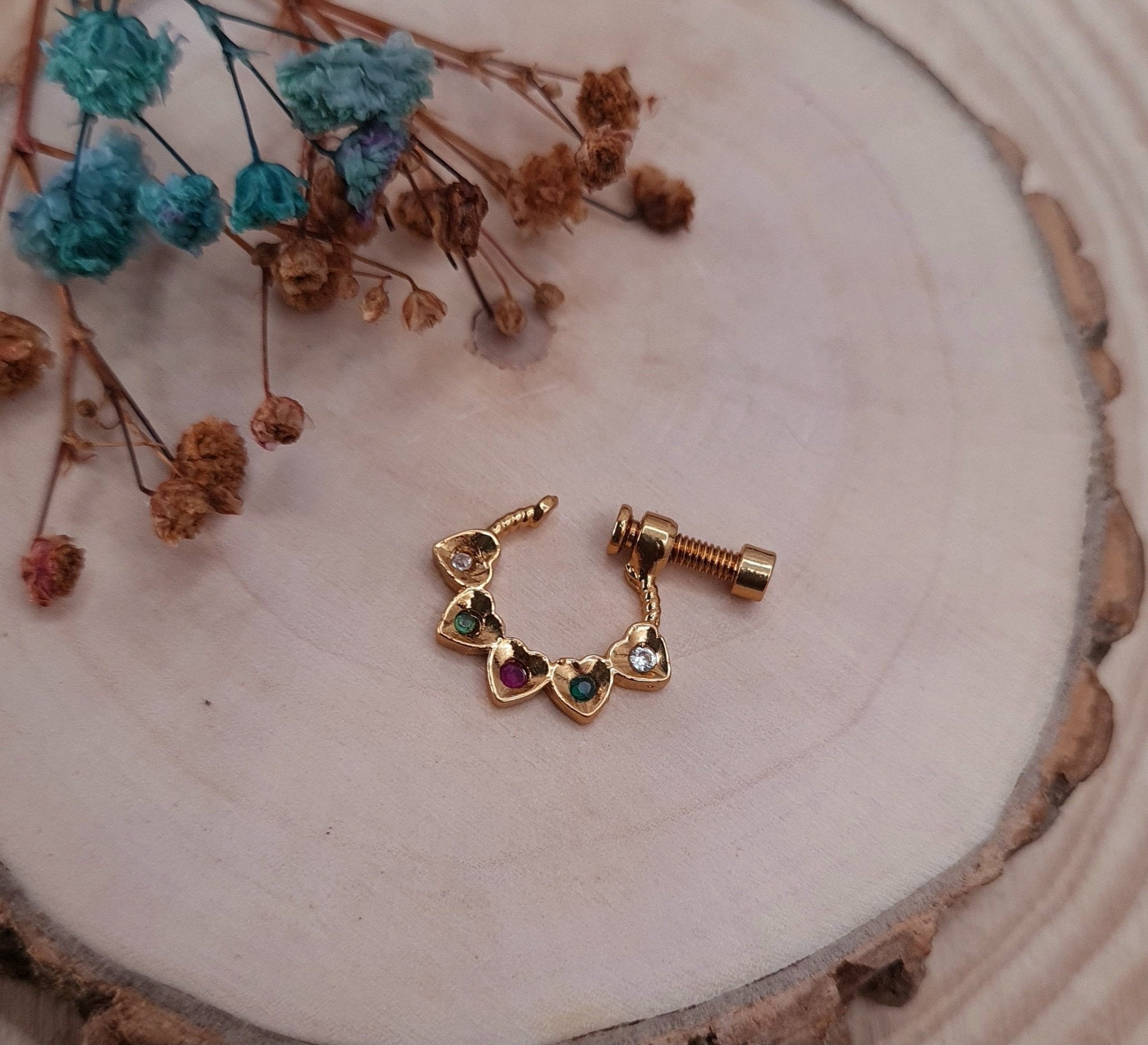 Tiny Spark Gold Nose Ring jewellery - Nose Ring | Ivvati Art Jewellery