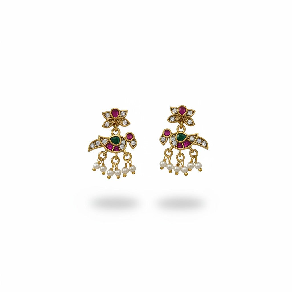 Traditional Maharashtrian Bugadi ear jewellery with multicolour stone detailing