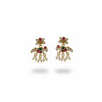 Traditional Maharashtrian Bugadi ear jewellery with multicolour stone detailing