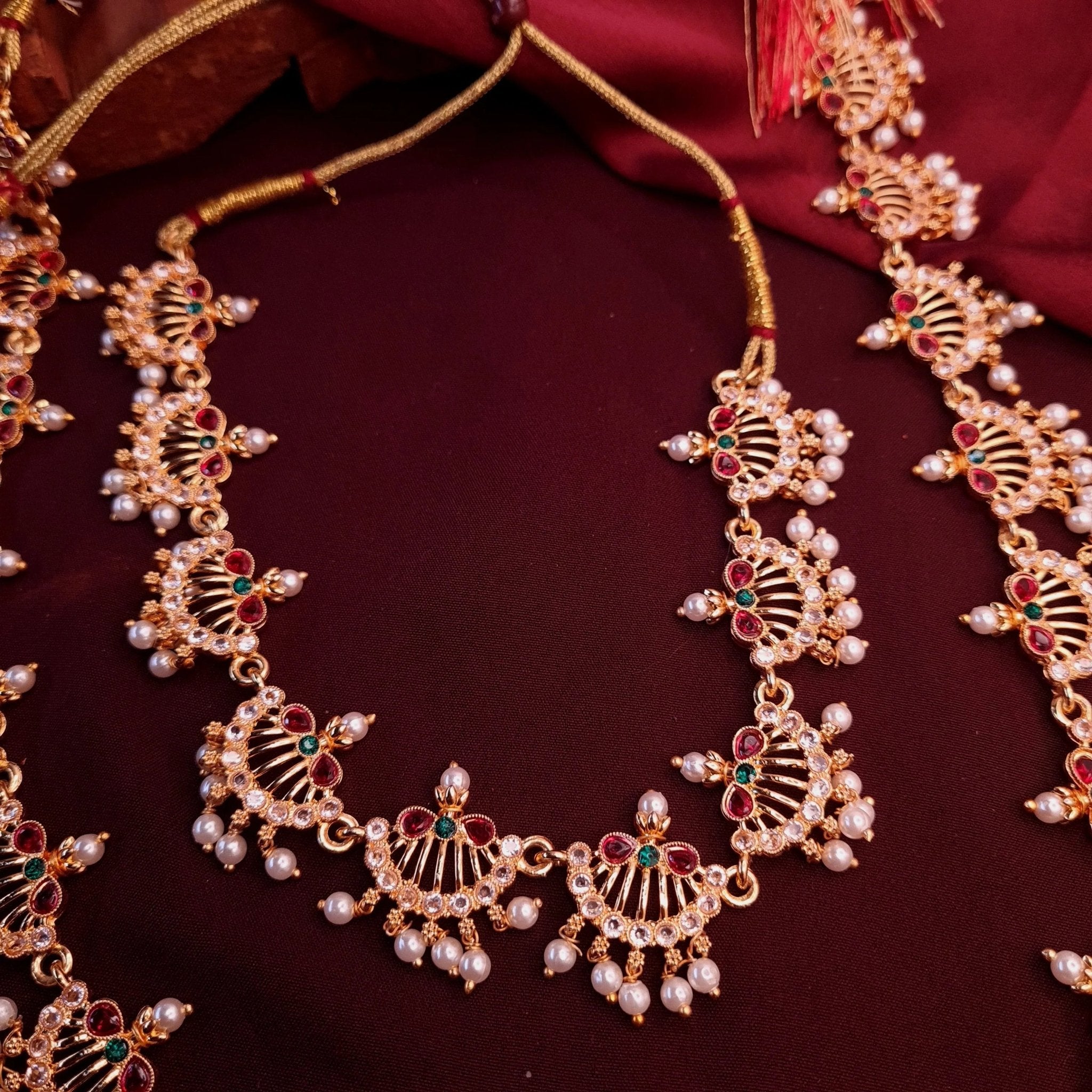 Traditional Long & Short Combo Necklace Set jewellery - Copper | Ivvati Art Jewellery